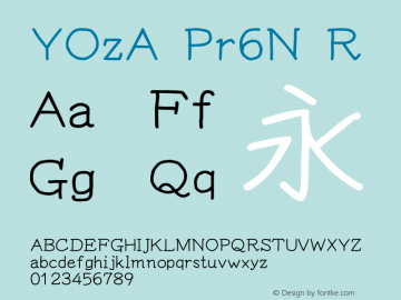 YOzA Pr6N R Version 15.01 Font Sample