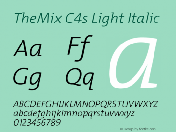 TheMixC4s-LightItalic Version 2.000 Font Sample