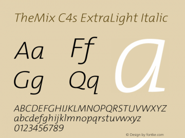 TheMixC4s-ExtraLightItalic Version 2.000图片样张