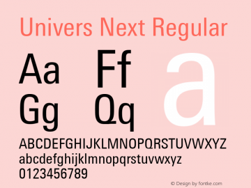 Univers Next Condensed Version 1.00 Font Sample