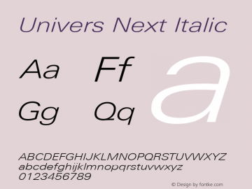 Univers Next Light Extended Italic Version 1.00图片样张