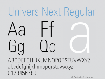 Univers Next Thin Condensed Version 1.00 Font Sample