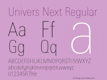 Univers Next UltLight Condensed Version 1.00 Font Sample