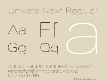 Univers Next UltLight Extended Version 1.00 Font Sample