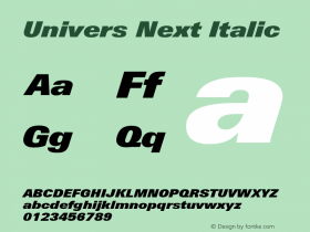 Univers Next ExtraBlack Italic Version 1.00图片样张