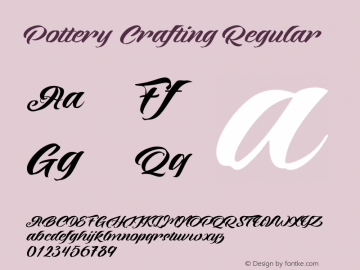 Pottery Crafting Version 1.00;May 7, 2020; Font Sample