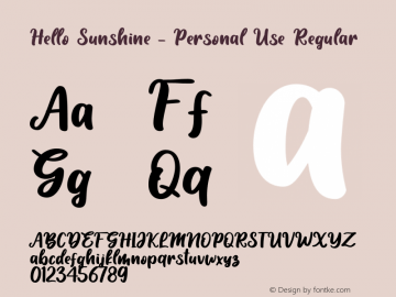 Hello Sunshine - Personal Use Version 1.00;June 3, 2020;FontCreator 12.0.0.2567 64-bit Font Sample