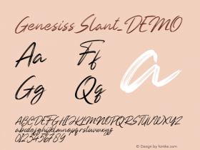 Genesiss Slant_DEMO Version 1.00;June 4, 2020;FontCreator 12.0.0.2525 64-bit图片样张