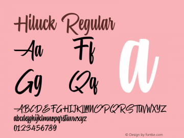 Hiluck Version 1.00;June 4, 2020;FontCreator 12.0.0.2563 64-bit Font Sample