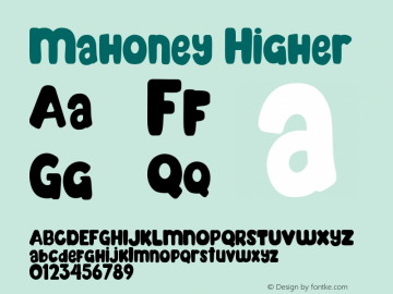 Mahoney Higher Version 1.00;June 4, 2020;FontCreator 12.0.0.2563 64-bit图片样张