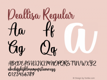 Deallisa Version 1.00;June 4, 2020;FontCreator 12.0.0.2563 64-bit Font Sample