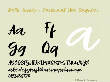 Hello Lovely - Personal Use Version 1.00;June 9, 2020;FontCreator 12.0.0.2567 64-bit Font Sample