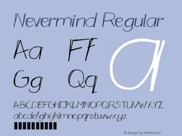 Nevermind Version 1.00;June 11, 2020;FontCreator 12.0.0.2535 64-bit Font Sample