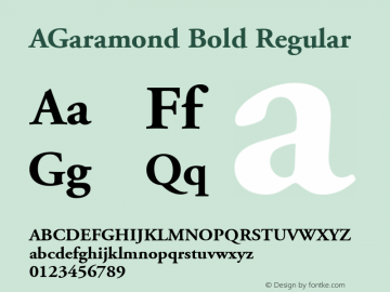 Adobe Garamond Bold Version 2.0; 1999; initial release Font Sample