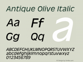 Antique Olive Italic Version 2.02 Font Sample