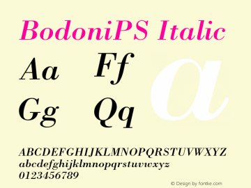 BodoniPS Italic Version 2.01图片样张