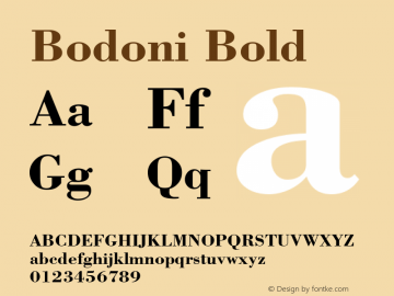 Bodoni Bold 19: 12585: 1998 Font Sample