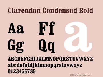 Clarendon Condensed Bold Version 2.02 Font Sample