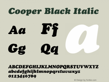 Cooper Black Italic Version 2.01图片样张