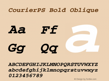 CourierPS Bold Oblique Version 2.03图片样张