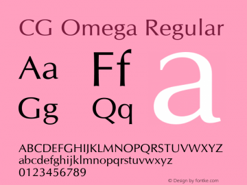 CG Omega Version 2.02 Font Sample