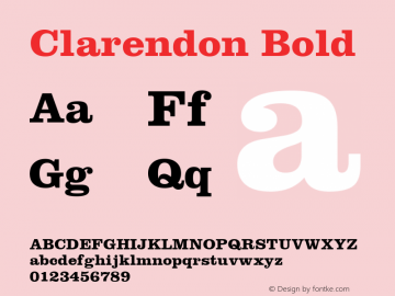 Clarendon Bold 19: 12968: 1998 Font Sample