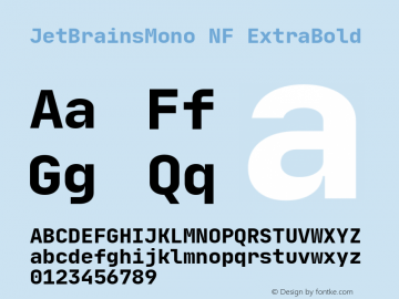JetBrains Mono ExtraBold Nerd Font Complete Windows Compatible Version 1.0.5 Font Sample