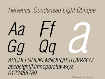 Helvetica-Condensed-LightObl 001.001 Font Sample