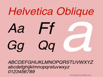 Helvetica-Oblique 001.006 Font Sample