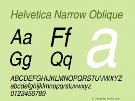 Helvetica Narrow Oblique Version 2.02图片样张