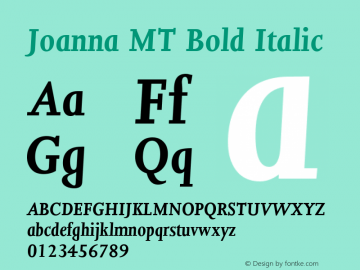 Joanna MT Bold Italic Version 2.02图片样张