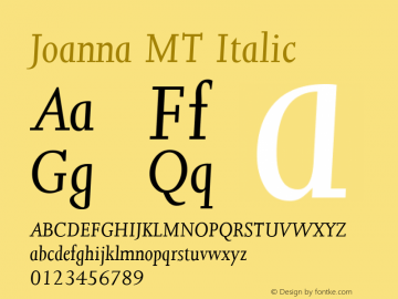 Joanna MT Italic Version 2.02图片样张