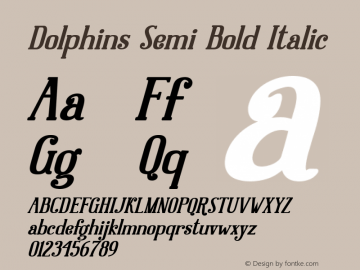 Dolphins-SemiBoldItalic Version Version 1.000 Font Sample