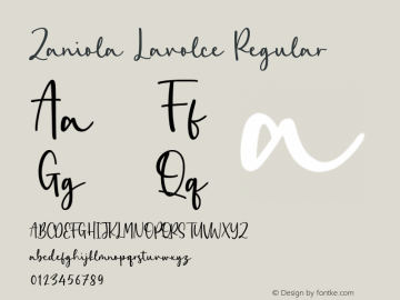 Zaniola Lavolce Version 1.00;July 4, 2020;FontCreator 11.5.0.2430 64-bit Font Sample