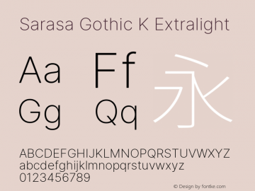Sarasa Gothic K Extralight Version 0.12.8; ttfautohint (v1.8.3) Font Sample