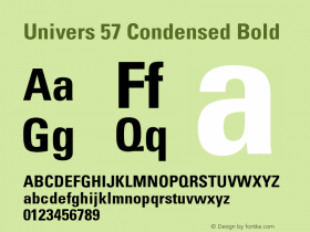 Univers 57 Condensed Bold 19: 14030: 1998 Font Sample