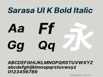 Sarasa UI K Bold Italic Version 0.12.8; ttfautohint (v1.8.3) Font Sample