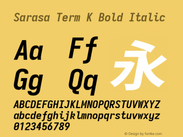 Sarasa Term K Bold Italic Version 0.12.8; ttfautohint (v1.8.3) Font Sample