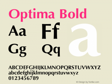 Optima Bold Version 2.02 Font Sample