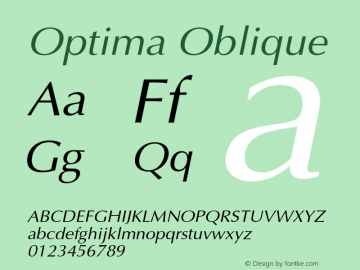 Optima-Oblique 001.003 Font Sample
