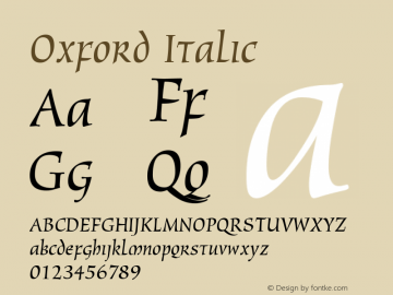 Oxford Italic Version 2.02 Font Sample