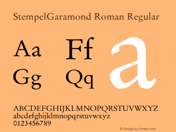StempelGaramond Roman Version 2.02 Font Sample