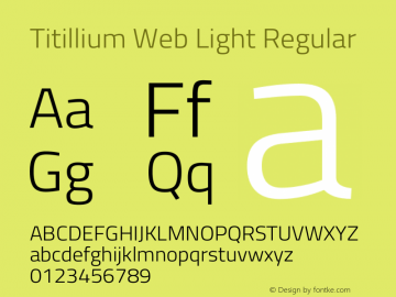 Titillium Web Light Version 1.002;PS 57.000;hotconv 1.0.70;makeotf.lib2.5.55311 Font Sample