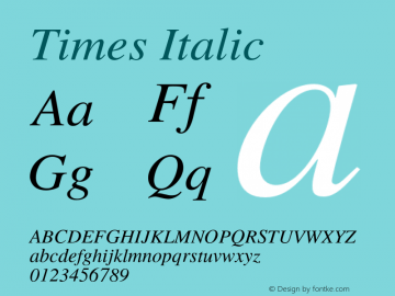 Times-Italic 001.007 Font Sample