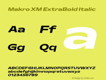 MakroXM-ExtraBoldItalic Version 2.000 | w-rip DC20190525 Font Sample