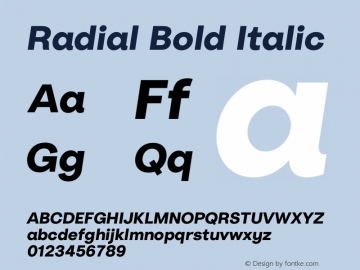 Radial Bold Italic Version 1.000;PS 1.0图片样张