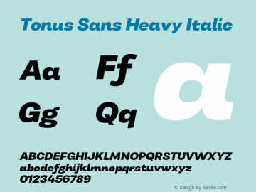 TonusSans-HeavyItalic 1.000 Font Sample