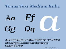 TonusText-MediumItalic 1.000 Font Sample