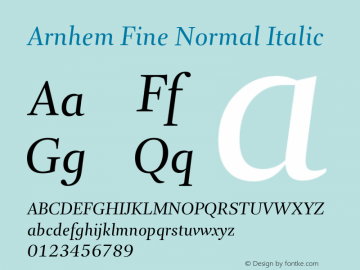 ArnhemFine-NormalItalic Version 1.003; build 0001 Font Sample