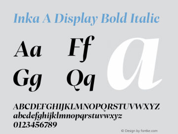 InkaADisplay-BoldItalic Version 001.000 Font Sample